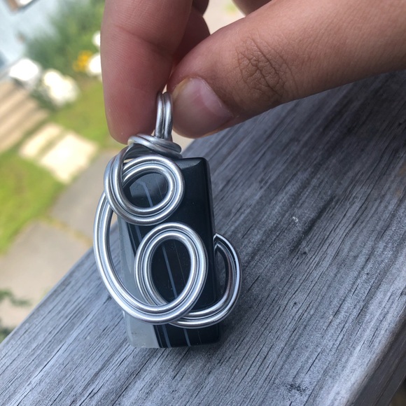 Silver Tone Wire Wrapped Pendant - Picture 7 of 15